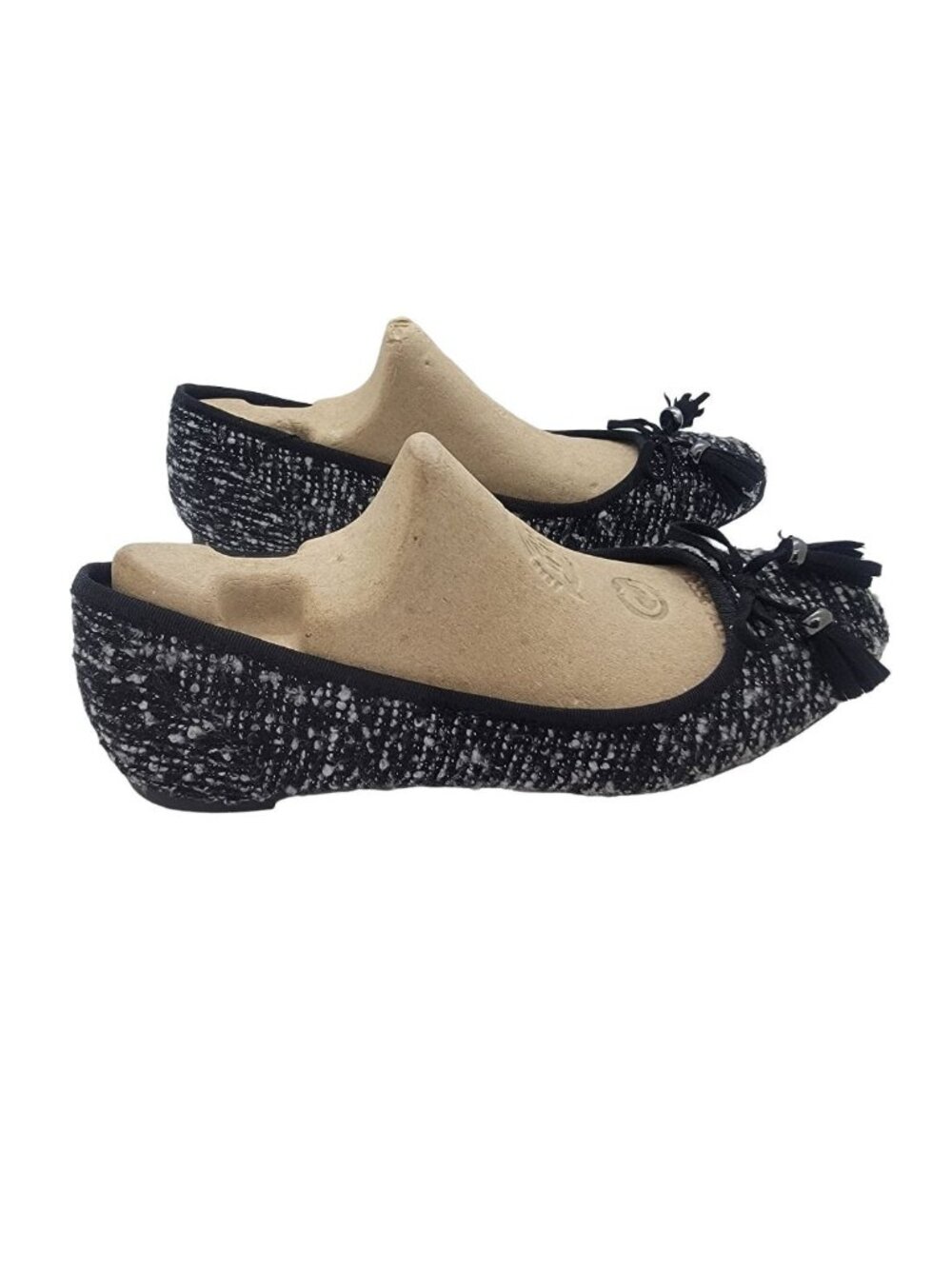 ⭐Alfani Womens Size 7 M Camroon Tweed Ballet Flats Black White Bow Slip On Shoes